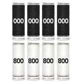 Gütermann zwart wit set | 8x 200 meter naaigaren set GM - ZWART - WIT - 8X - 200 - SET